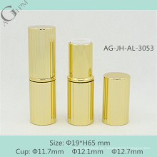 Cosmética personalizada AG-JH-AL-3053 AGPM embalaje envase de lápiz labial rayas aluminio oro brillante redondo por mayor